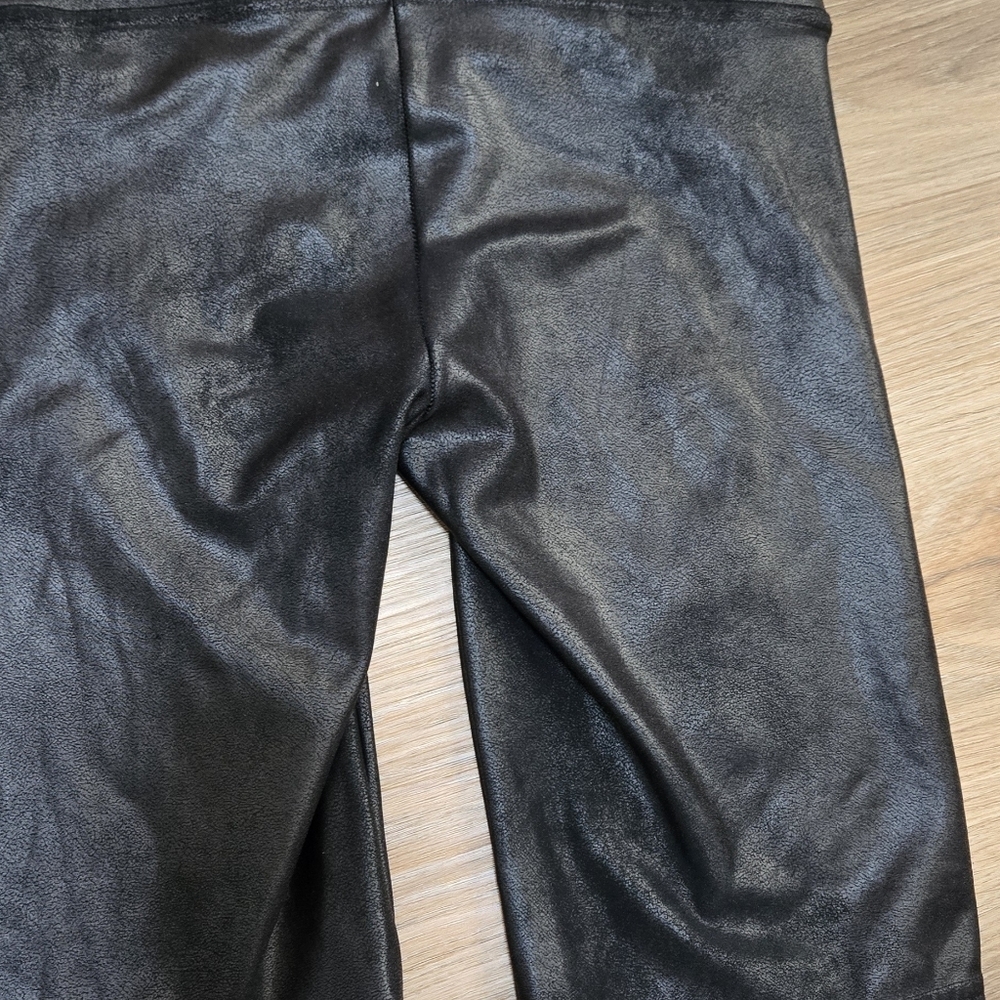 Spanx 2 Pair Black and Leopard Faux Leather Biker Shorts - Picture 8 of 15